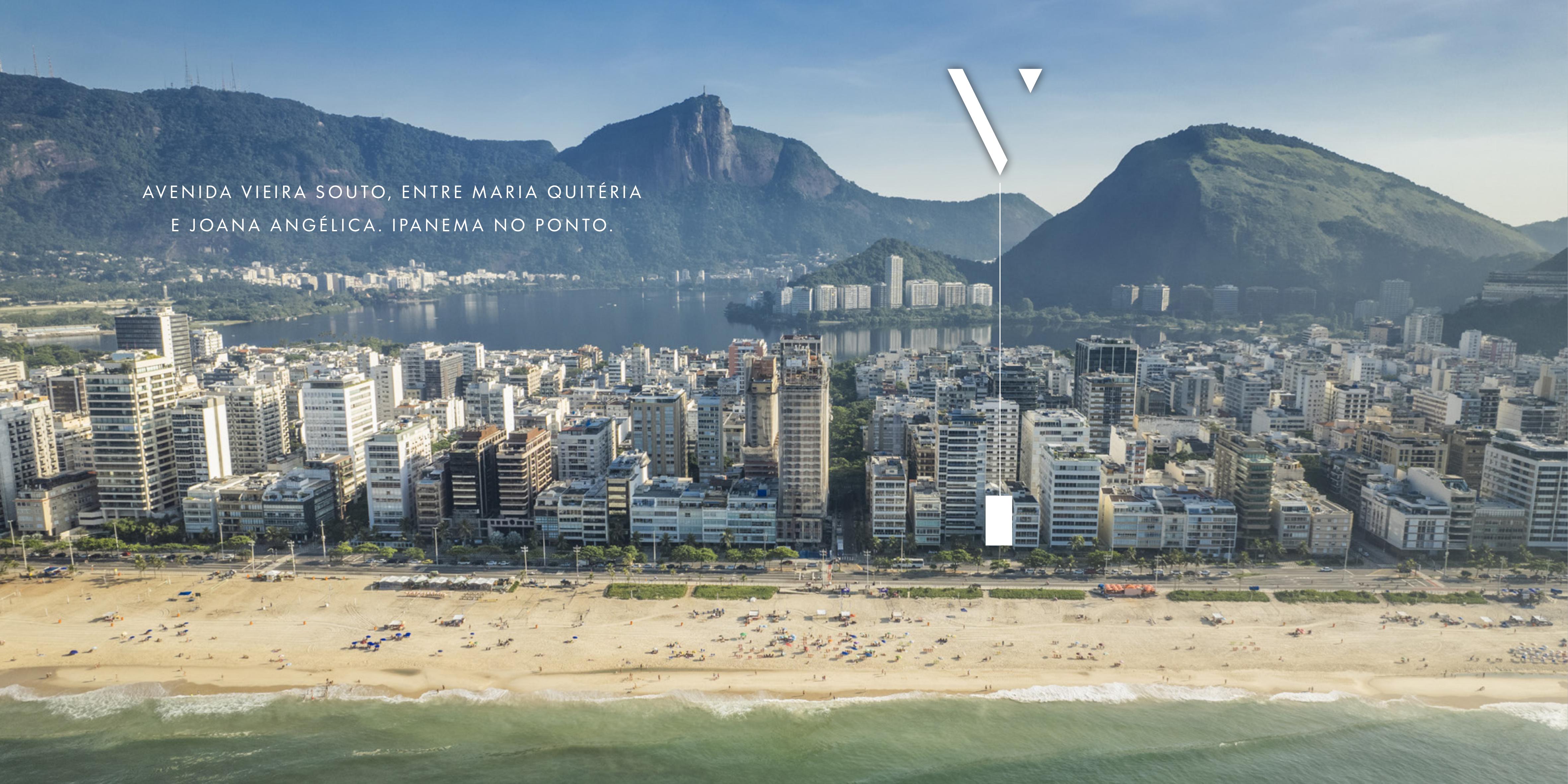 Vista panorâmica de Ipanema com os Dois Irmãos ao fundo